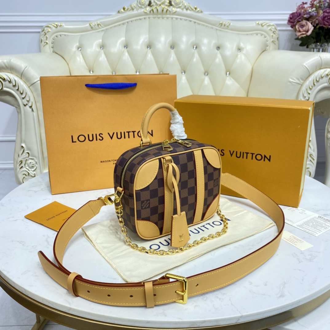 Louis Vuitton VALISETTE SOUPLE BB Handbag Damier Ebene N50065 Natural Beige